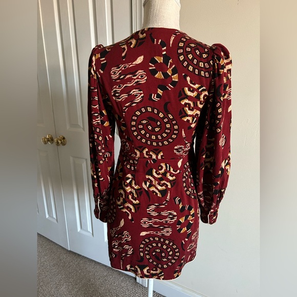 Farm Rio Long-Sleeve V-Neck Mini Snake print Dress size XS - Picture 3 of 9
